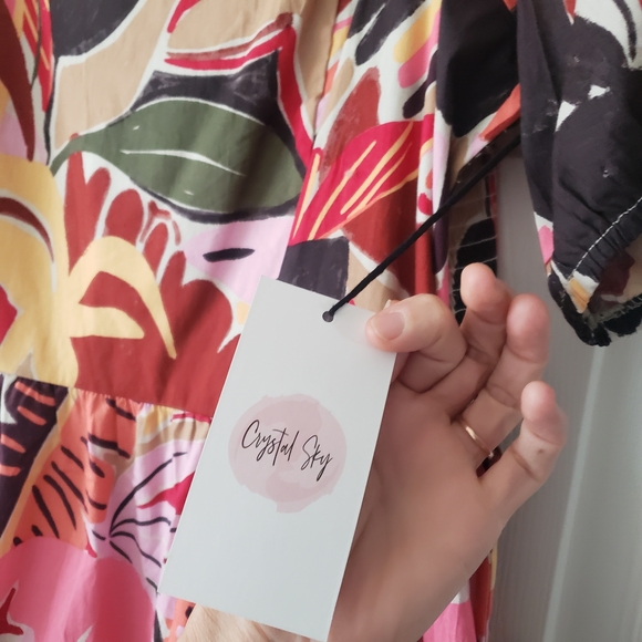 Crystal Sky 2XL Floral Puff Cotton Sleeve Dress Safari Colorful Tropical #48 - Picture 8 of 9